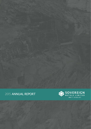 Thumbnail Sovereign Metals Annual Report 2015