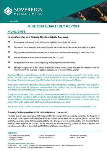 Thumbnail Sovereign Metals Quarterly Report 2020-q4