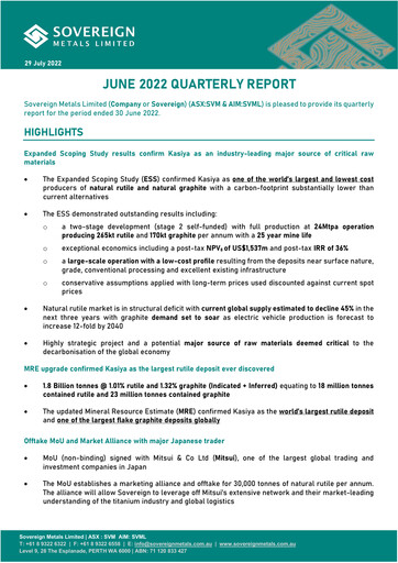 Thumbnail Sovereign Metals Quarterly Report 2022-q4