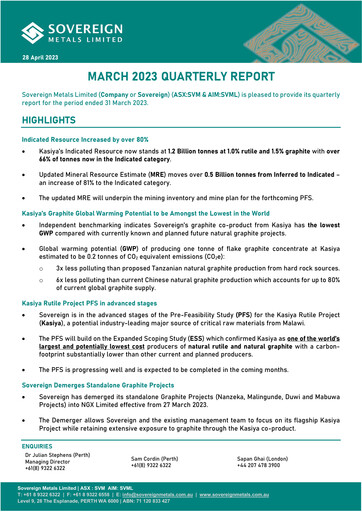 Thumbnail Sovereign Metals Quarterly Report 2023-q3