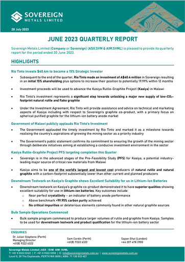 Thumbnail Sovereign Metals Quarterly Report 2023-q4