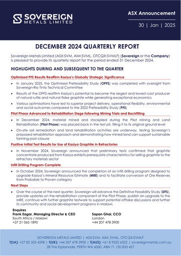 Thumbnail Sovereign Metals Quarterly Report 2024-q2