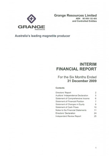 Thumbnail Grange Resources Financial Report 2010-h1
