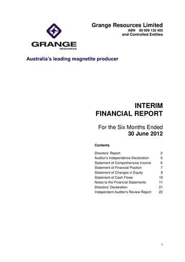 Thumbnail Grange Resources Financial Report 2012-h1