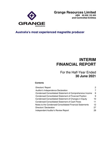 Thumbnail Grange Resources Financial Report 2021-h1