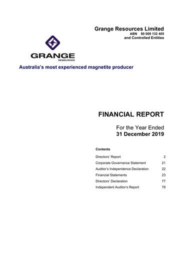 Thumbnail Grange Resources Financial Statement 2019