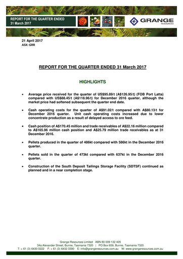 Vorschaubild Grange Resources Quartalsbericht 2017-q1