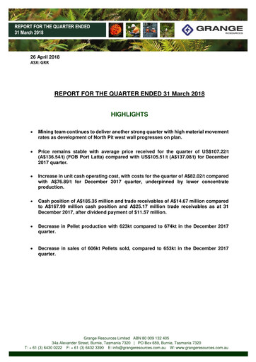 Vorschaubild Grange Resources Quartalsbericht 2018-q1