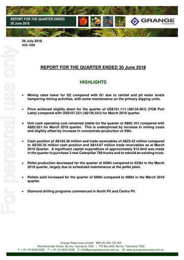 Vorschaubild Grange Resources Quartalsbericht 2018-q2