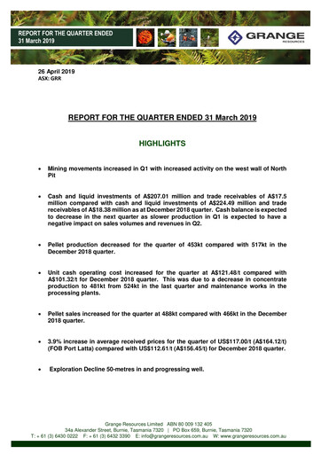 Thumbnail Grange Resources Quarterly Report 2019-q1