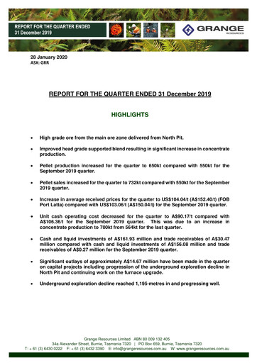 Vorschaubild Grange Resources Quartalsbericht 2019-q4