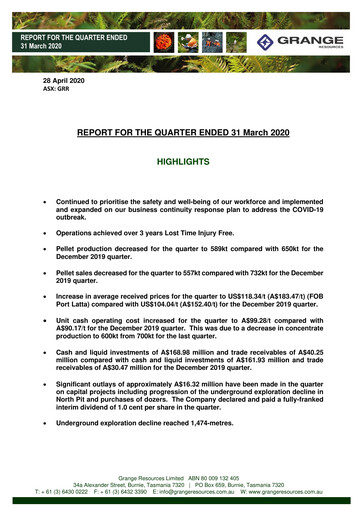 Thumbnail Grange Resources Quarterly Report 2020-q1