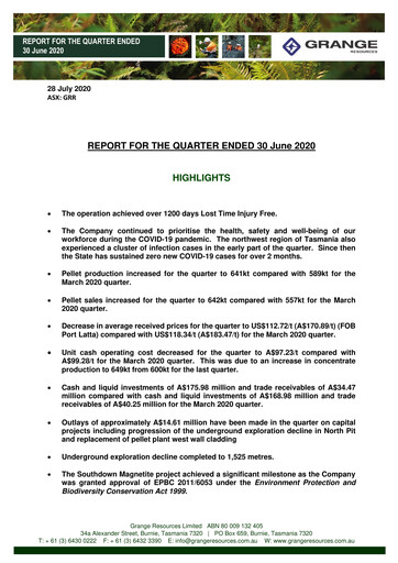 Thumbnail Grange Resources Quarterly Report 2020-q2