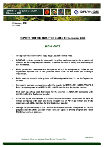 Thumbnail Grange Resources Quarterly Report 2020-q4