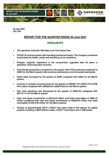 Thumbnail Grange Resources Quarterly Report 2021-q2