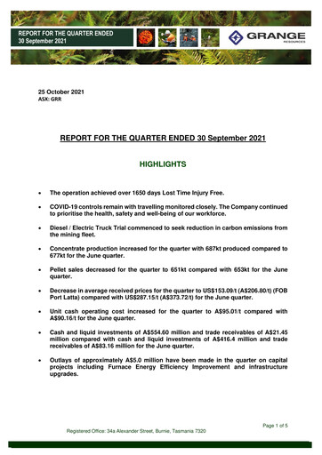 Thumbnail Grange Resources Quarterly Report 2021-q3