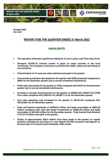 Thumbnail Grange Resources Quarterly Report 2022-q1