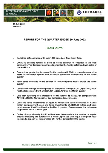 Thumbnail Grange Resources Quarterly Report 2022-q2