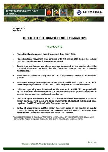 Thumbnail Grange Resources Quarterly Report 2023-q1