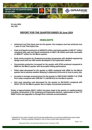 Thumbnail Grange Resources Quarterly Report 2024-q2