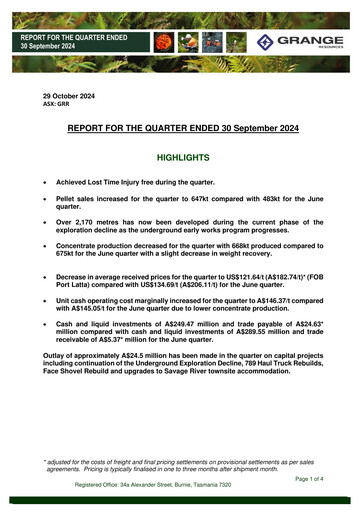 Thumbnail Grange Resources Quarterly Report 2024-q3