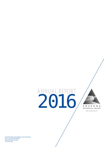 Thumbnail Arafura Rare Earths Annual Report 2016