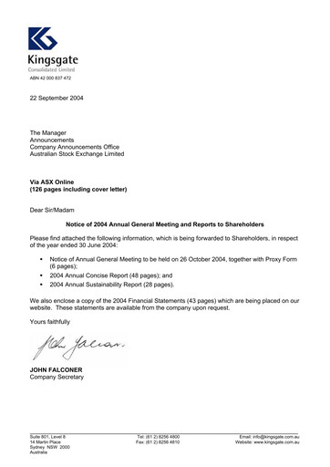 Thumbnail Kingsgate Consolidated Limited Annual Report 2004