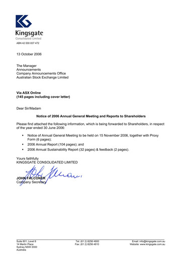 Thumbnail Kingsgate Consolidated Limited Annual Report 2006