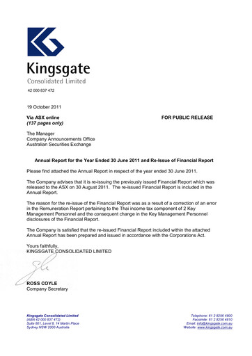 Thumbnail Kingsgate Consolidated Limited Annual Report 2011