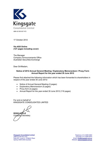 Thumbnail Kingsgate Consolidated Limited Annual Report 2012