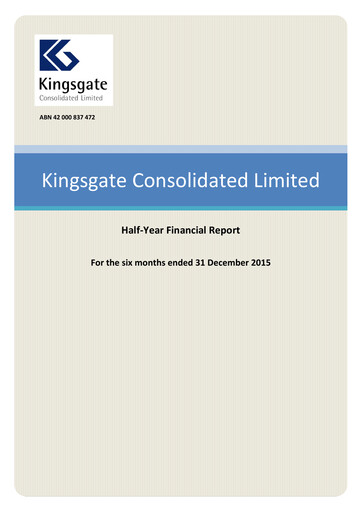 Thumbnail Kingsgate Consolidated Limited Financial Report 2016-h1
