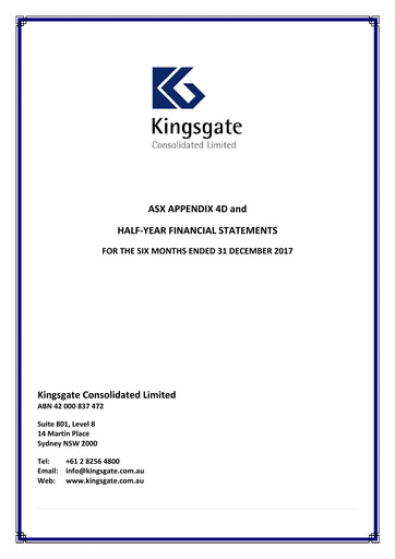 Thumbnail Kingsgate Consolidated Limited Financial Report 2018-h1
