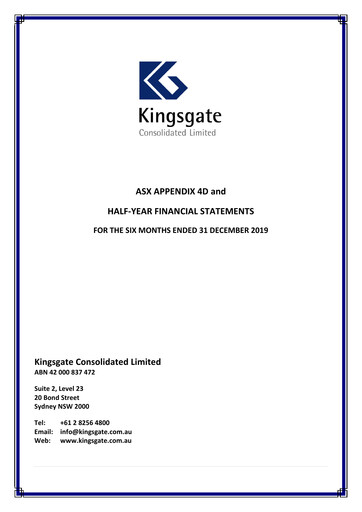 Thumbnail Kingsgate Consolidated Limited Financial Report 2020-h1