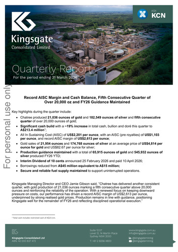 Thumbnail Kingsgate Consolidated Limited Quarterly Report 2026-q1