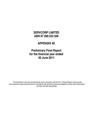 Thumbnail Servcorp Limited Financial Statement 2011