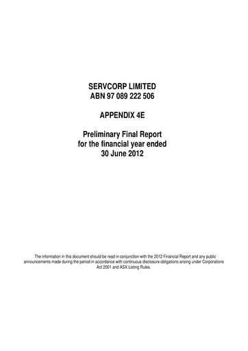 Thumbnail Servcorp Limited Financial Statement 2012