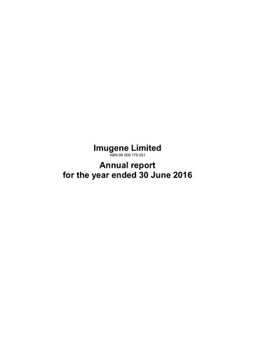 Miniature Imugene Rapport annuel 2016