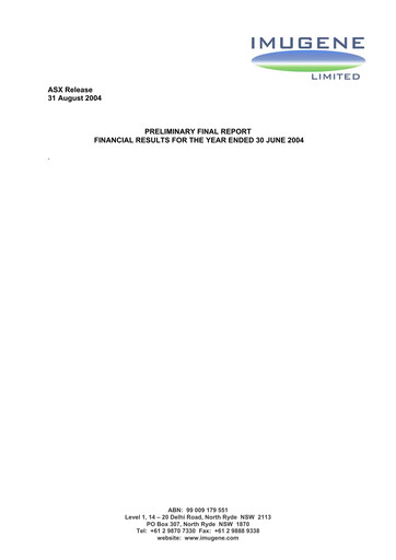 Thumbnail Imugene Financial Report 2004