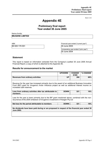 Thumbnail Imugene Financial Report 2005