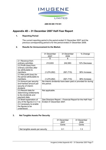 Miniature Imugene Rapport semestriel 2008-h1