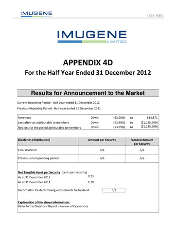 Miniature Imugene Rapport semestriel 2013-h1