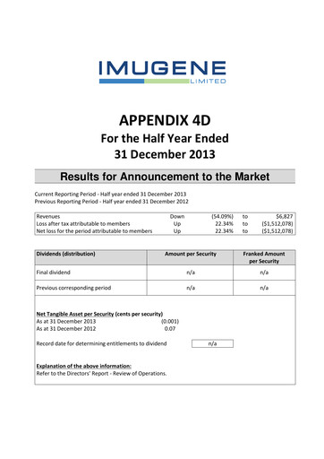 Miniature Imugene Rapport semestriel 2014-h1