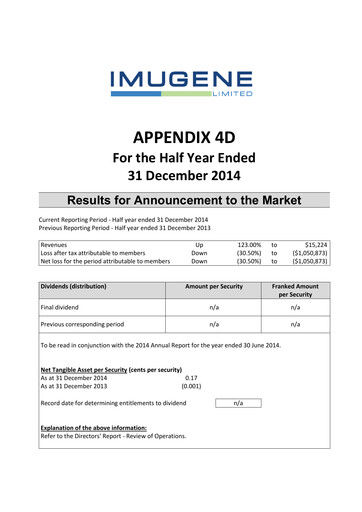 Miniature Imugene Rapport semestriel 2015-h1