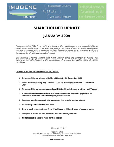 Vorschaubild Imugene Quartalsbericht 2009-q2
