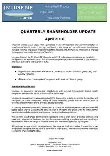 Vorschaubild Imugene Quartalsbericht 2010-q3