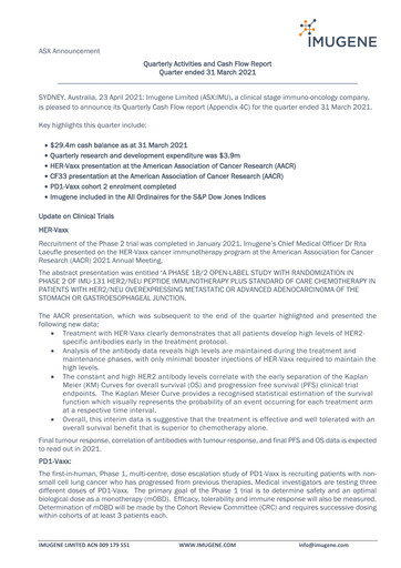 Thumbnail Imugene Quarterly Report 2021-q3