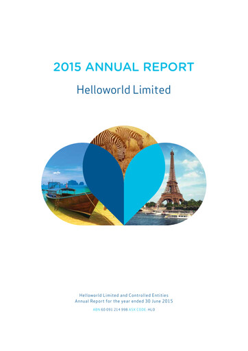 Miniature Helloworld Travel Rapport annuel 2015