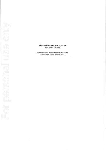 Thumbnail GenusPlus Group Limited Financial Report 2017-2018