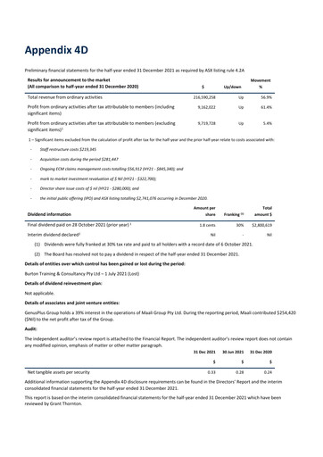 Thumbnail GenusPlus Group Limited Half-year Report 2021-2022-h1