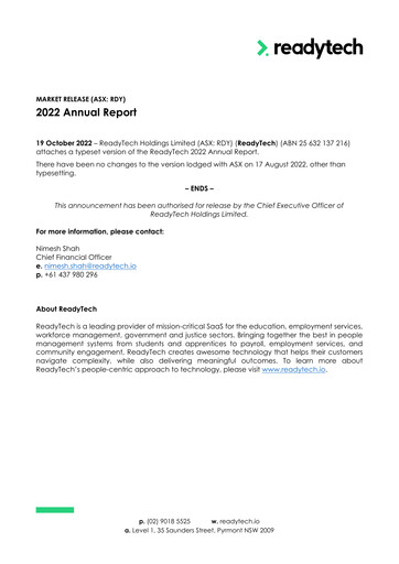 Thumbnail ReadyTech Holdings Annual Report 2022